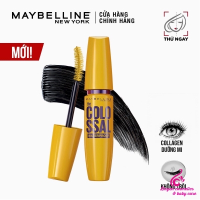 Mascara Maybelline New York Colossal Waterproof Dưỡng Mi Collagen Dày Mi Gấp 10 Lần Chuốt Mi Không Lem Không Trôi 9.2ml
