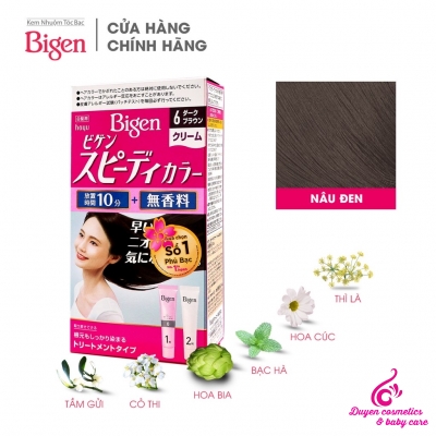 Thuốc nhuộm tóc Bigen hoyu phủ bạc Nhật Bản số 6 nâu đen