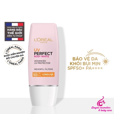 Kem chống nắng L'Oréal Paris dưỡng trắng da  UV Perfect Rosy White SPF50+/PA ++++ 30ml