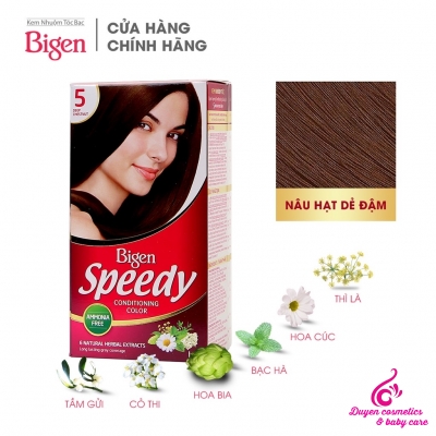Thuốc nhuộm tóc phủ bạc dạng kem Bigen Speedy Conditioning Color số 5 màu nâu hạt dẻ đậm