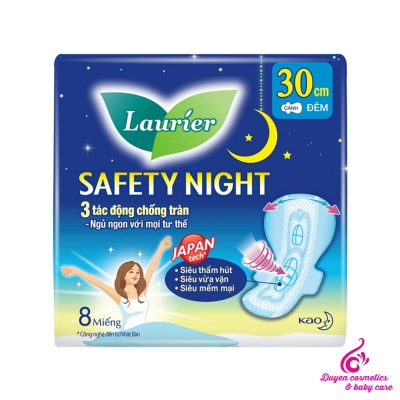 Băng Vệ Sinh Ban Đêm Laurier Safety Night 30cm Gói 8 Miếng
