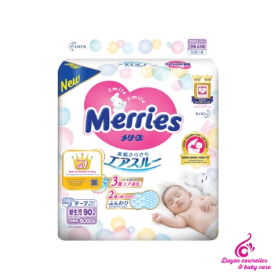 Bỉm dán tã dán Merries size Newborn 90 miếng (dưới 5kg)