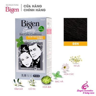 Thuốc nhuộm tóc phủ bạc dạng kem Bigen Speedy Hair Color Conditioner 881 màu đen tự nhiên