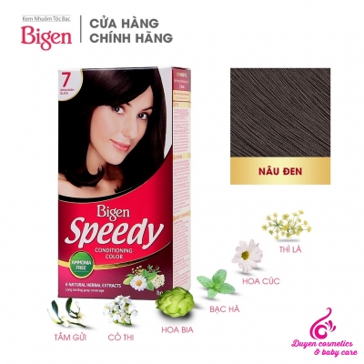 Thuốc nhuộm tóc phủ bạc dạng kem Bigen Speedy Conditioning Color số 7 màu nâu đen