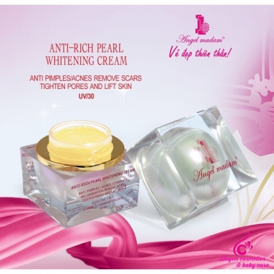 Kem Ngọc Trai Angel Madam Trắng Da, Xóa mụn ® Anti – Rich Pearl Whitening Cream& Remove Pimpes Acnes 18g