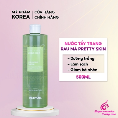 Nước Tẩy Trang Chiết Xuất Rau Má PretySkin Hàn Quốc The Pure Jeju Cica Cleansing 500ml Sạch Lớp Trang Điểm Bã  nhờn